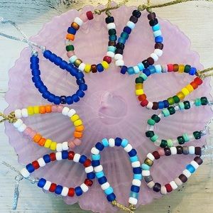 Designer inspired glass beaded cord bracelet